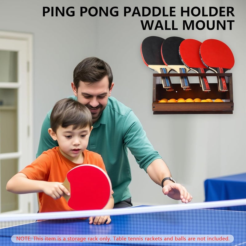 Onemacc Ping Pong Paddle Holder, Ping Pong Paddle Storage Rack Hold 8 Rackets, 2-in-1 Wall Mount & Countertop Table Tennis Holder for Garage, Game Room, Bar and Men Cave - Image 5